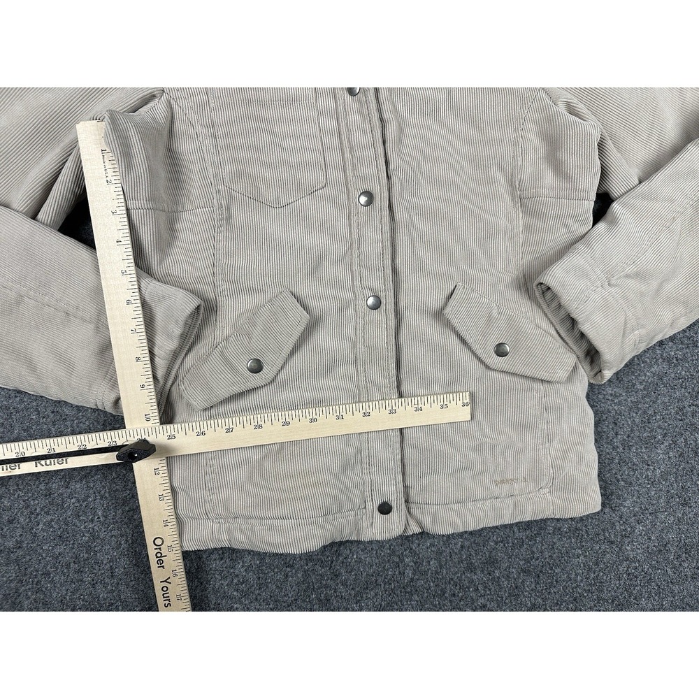 Vtg Patagonia Corduroy Lined Jacket Small Removable Hoodie Beige Grey Snap Down - Picture 4 of 10